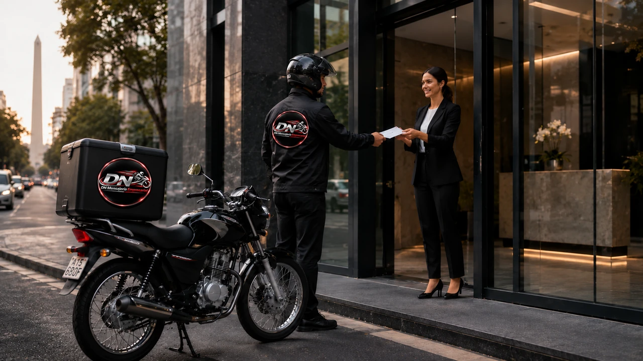Cadete de DN realizando una entrega en moto